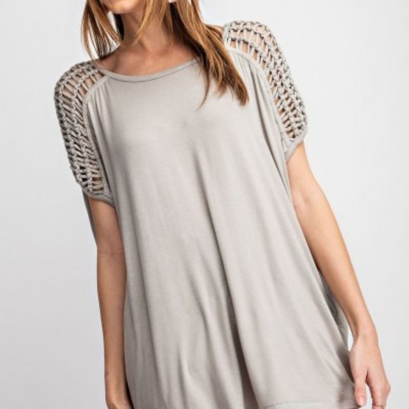 Grey braided shoulder tunic - Picture 2 of 5